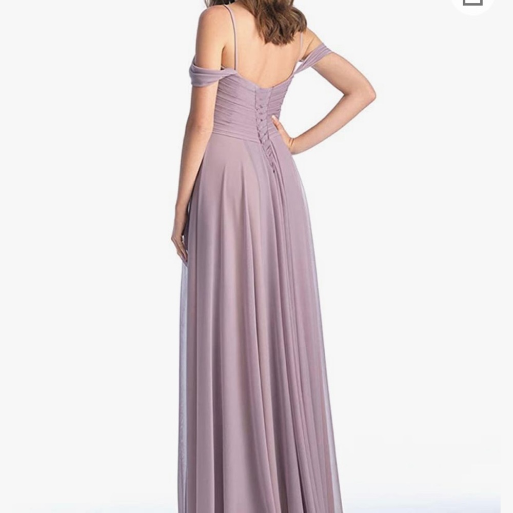 Dusty sage Long off shoulder dress - Picture 3 of 3